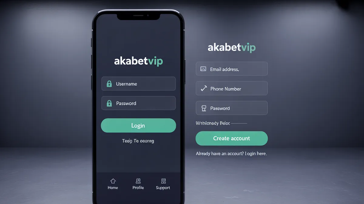 ระบบทางเข้า AKABETVIP บนมือถือแสดงการเข้าสู่ระบบและสมัครสมาชิก